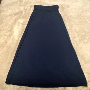 Max Studio Navy Blue Ruched Maxi Skirt